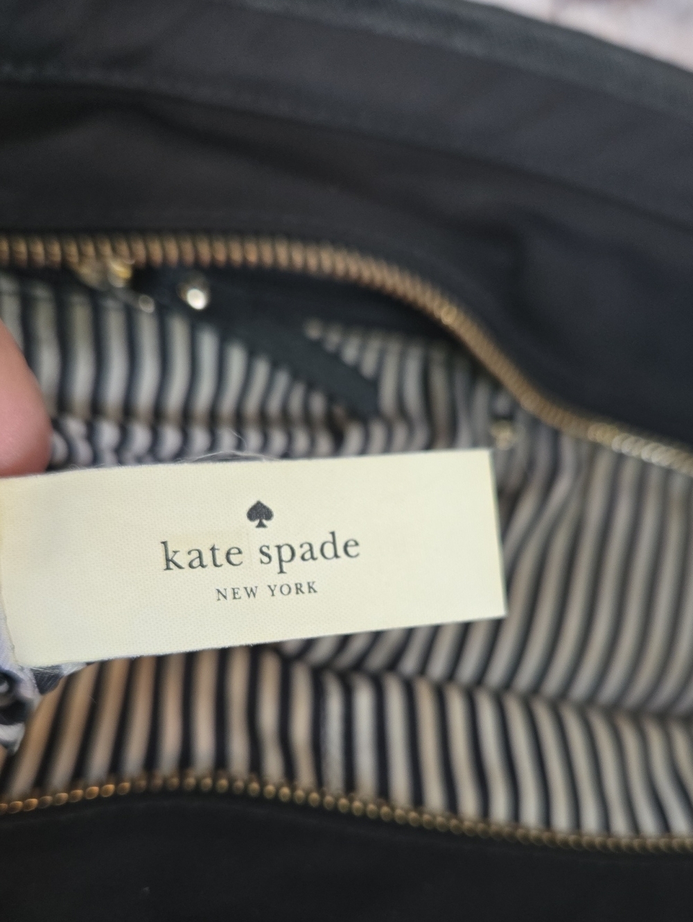 kate spade Black Nylon/ Leather Tote Bag With Added Charm EUC - Picture 10 of 10